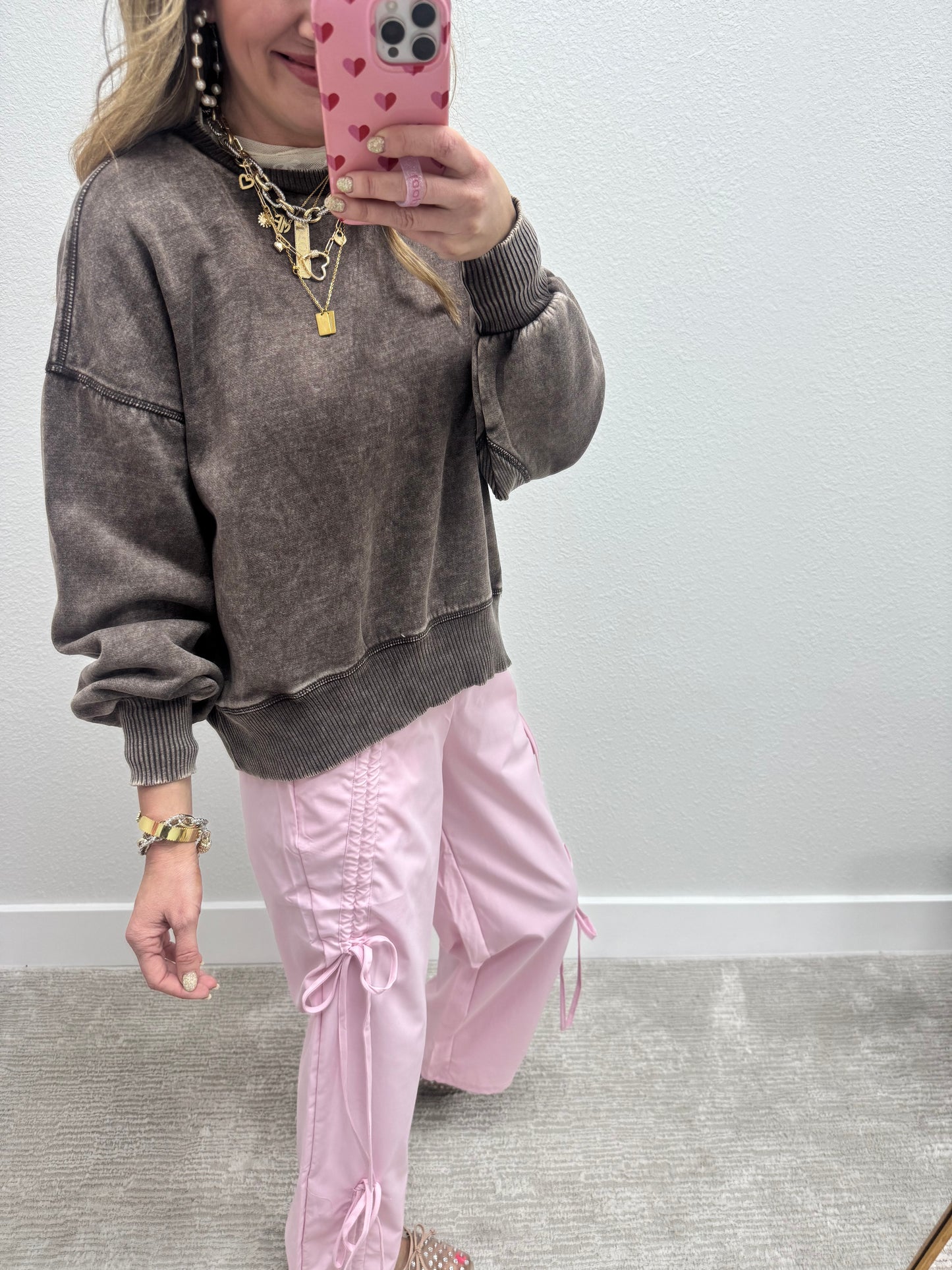 Brown High Low Pullover Top
