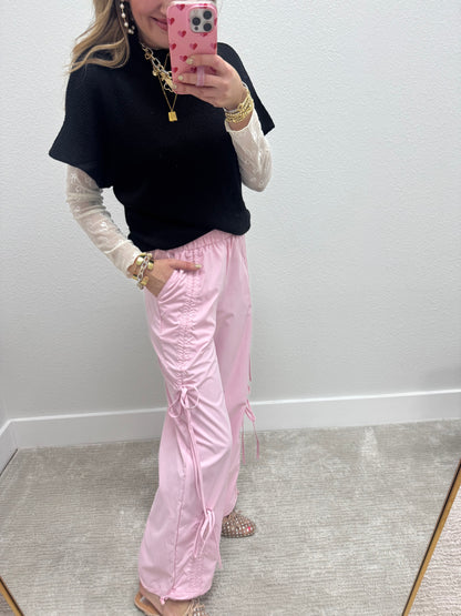 Pink Bow Parachute Pants FS