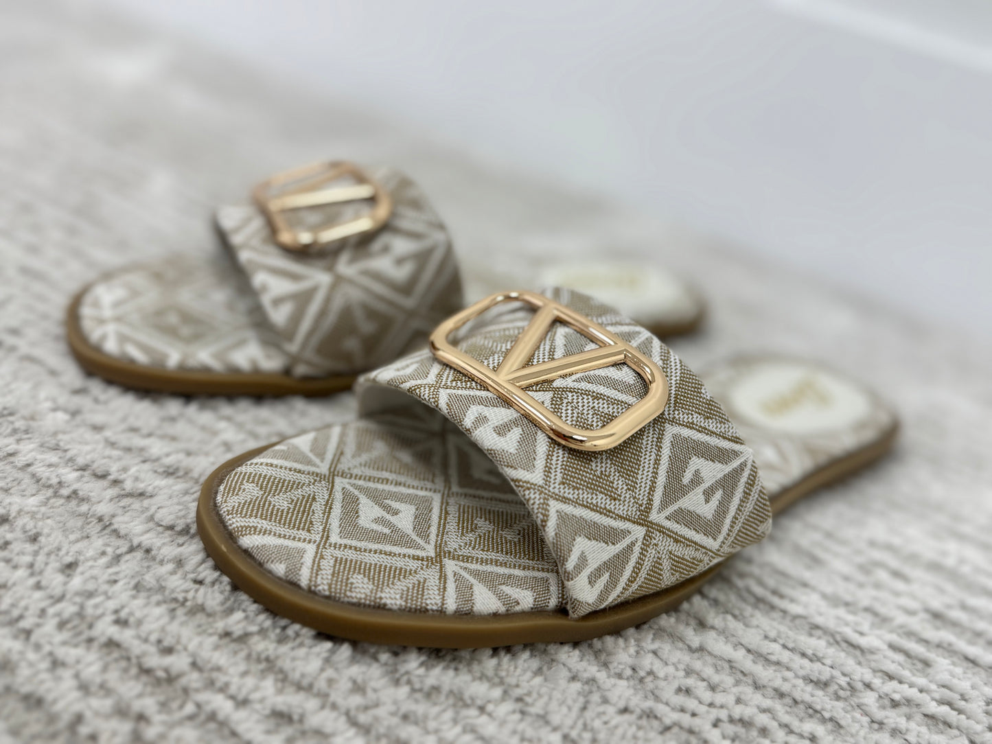 Tan and White V Sandal