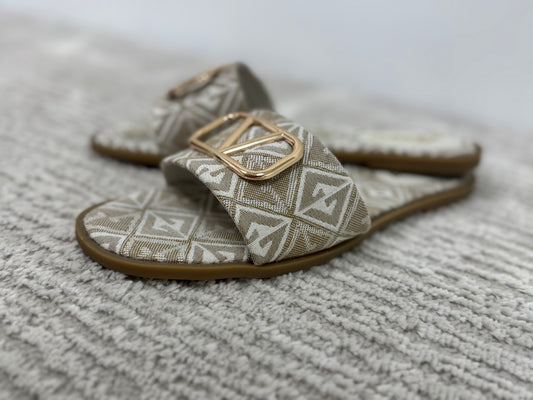 Tan and White V Sandal