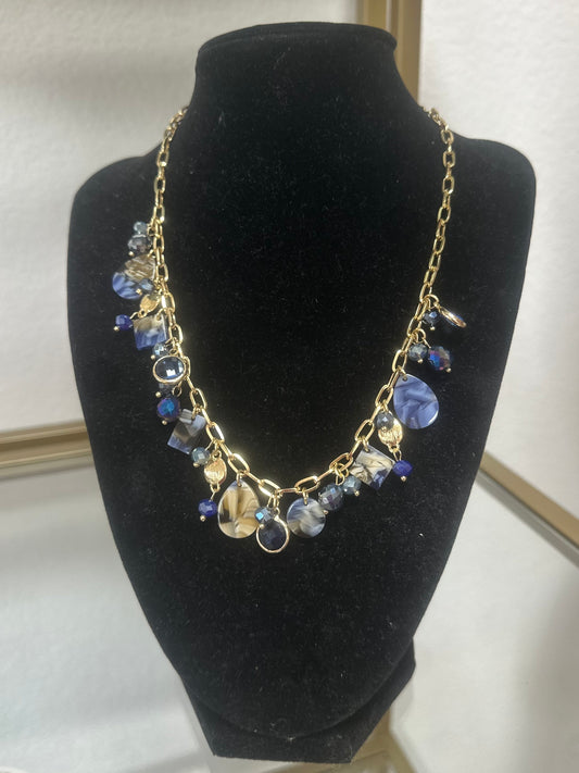 Blue Dangle Bead Necklace