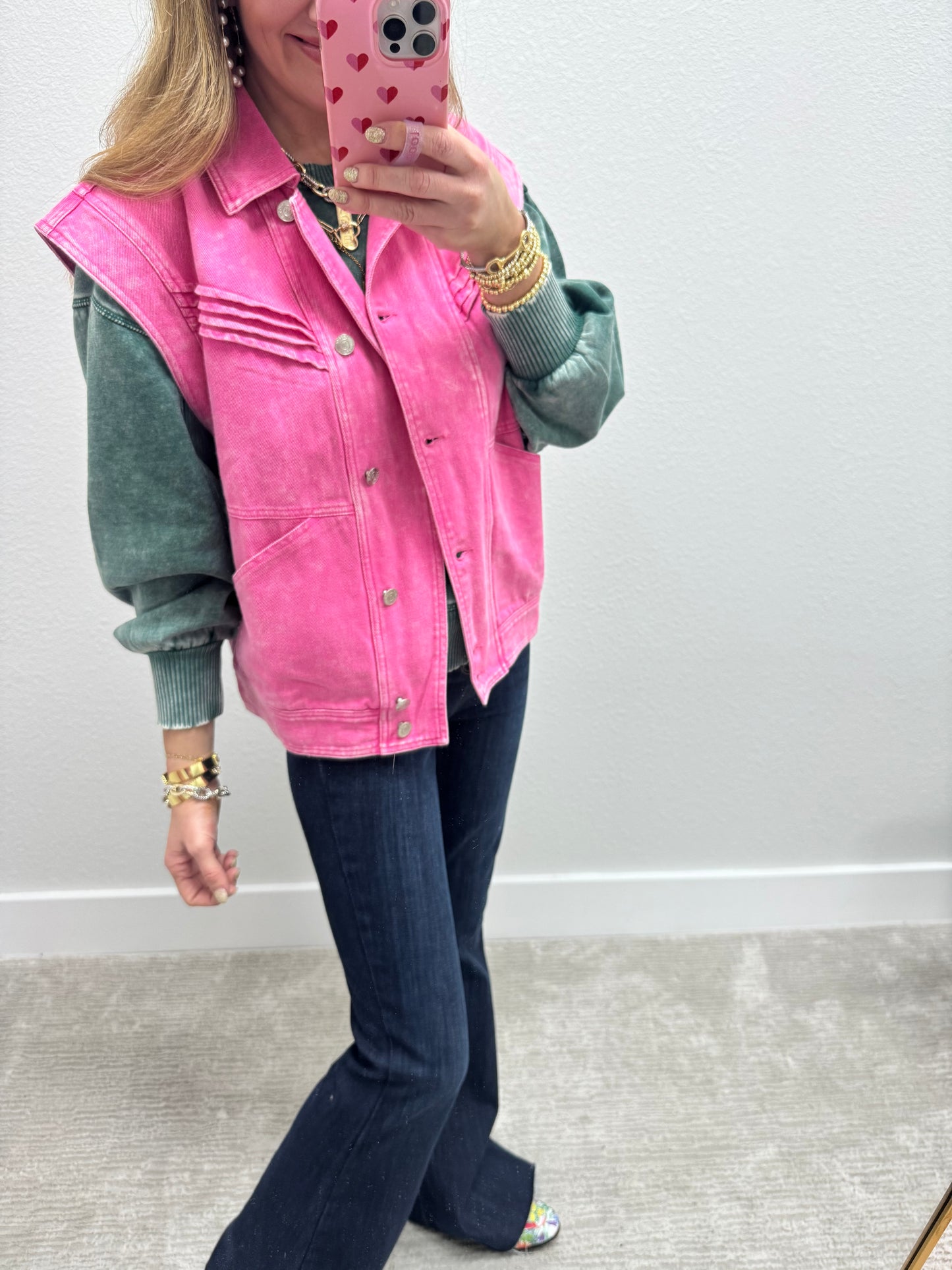 Pink Denim Vest