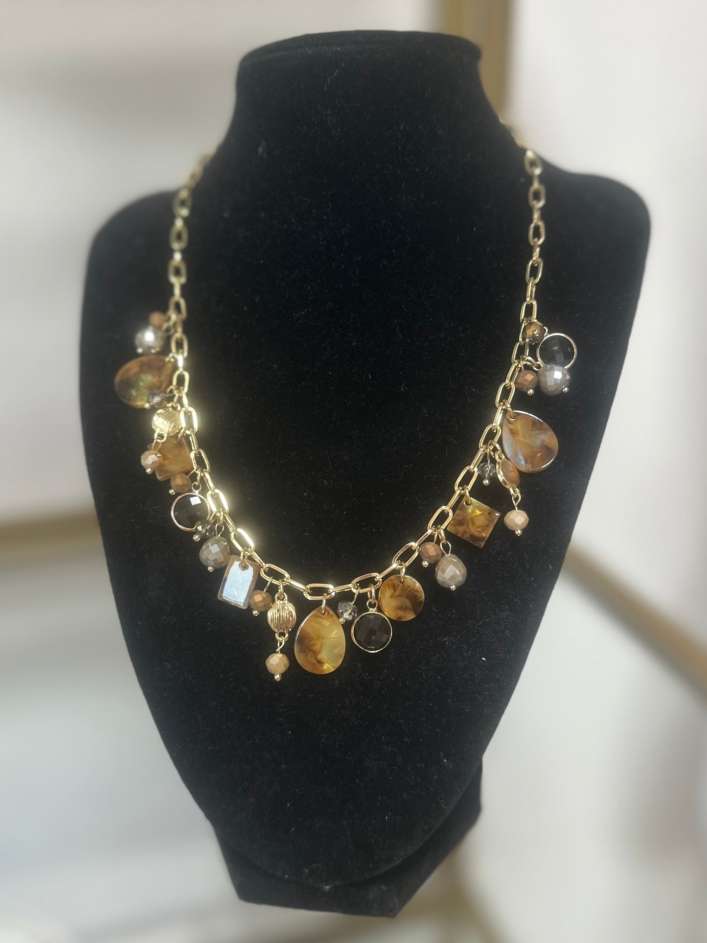 Brown Dangle Bead Necklace