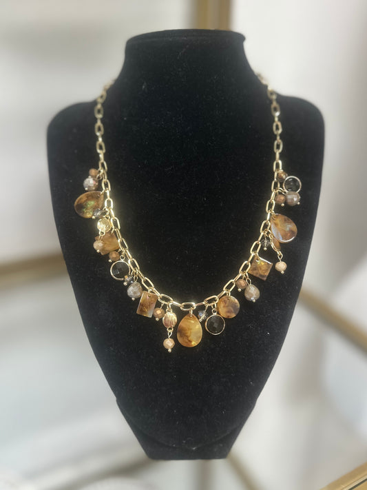 Brown Dangle Bead Necklace