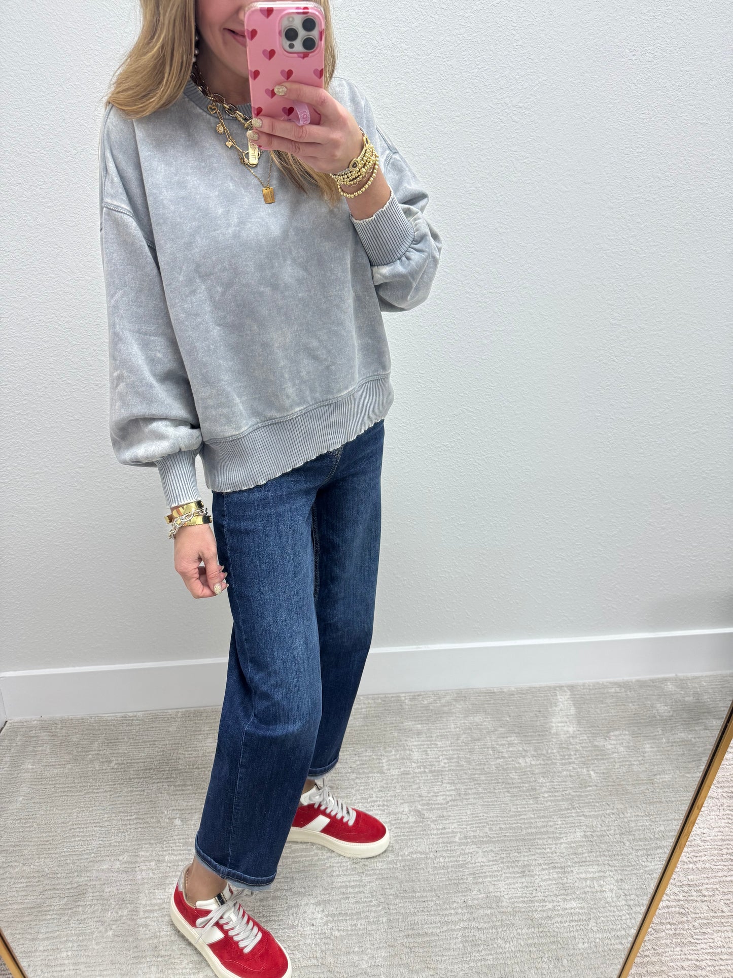 Gray High Low Pullover Top