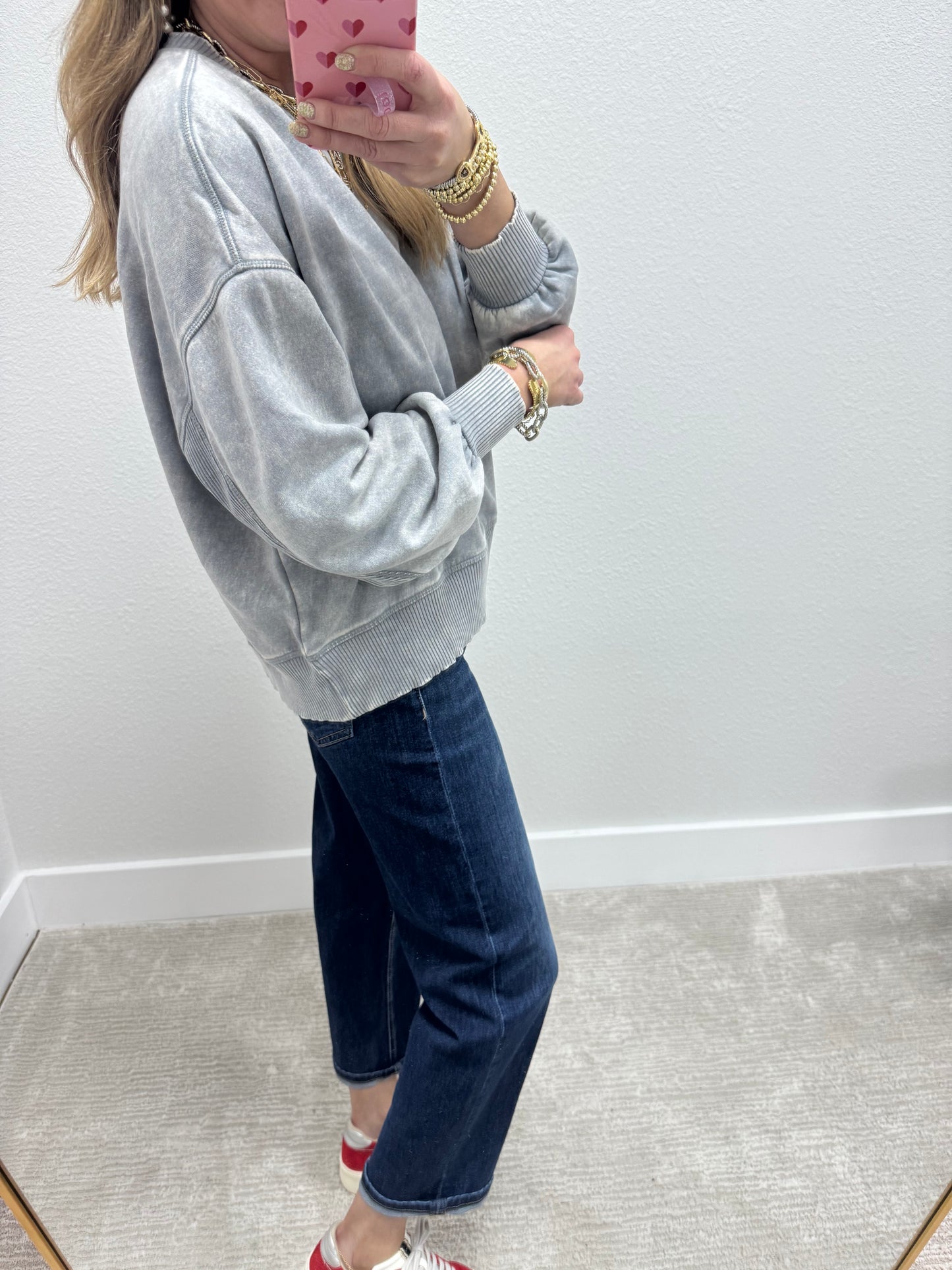 Gray High Low Pullover Top
