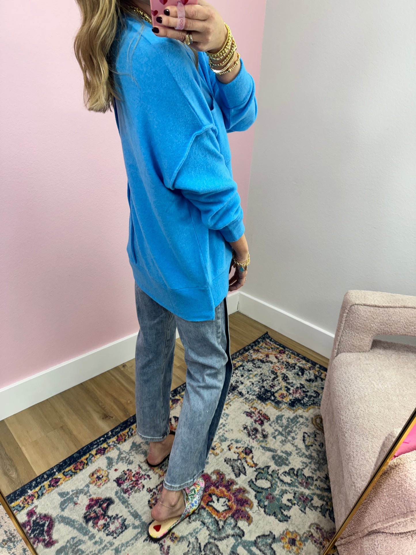 Medium High Rise Straight Fold Seam Jeans FS