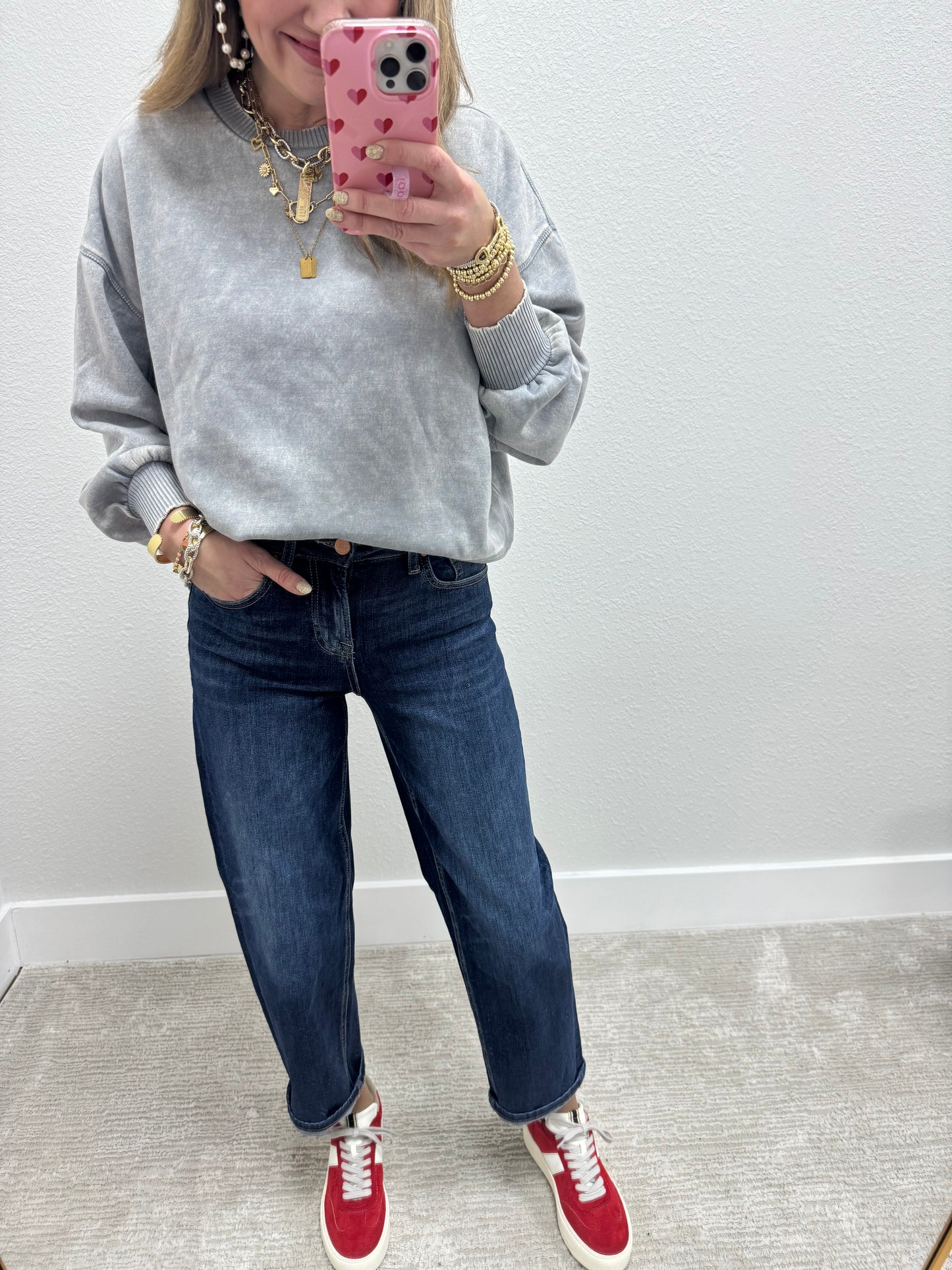 Gray High Low Pullover Top