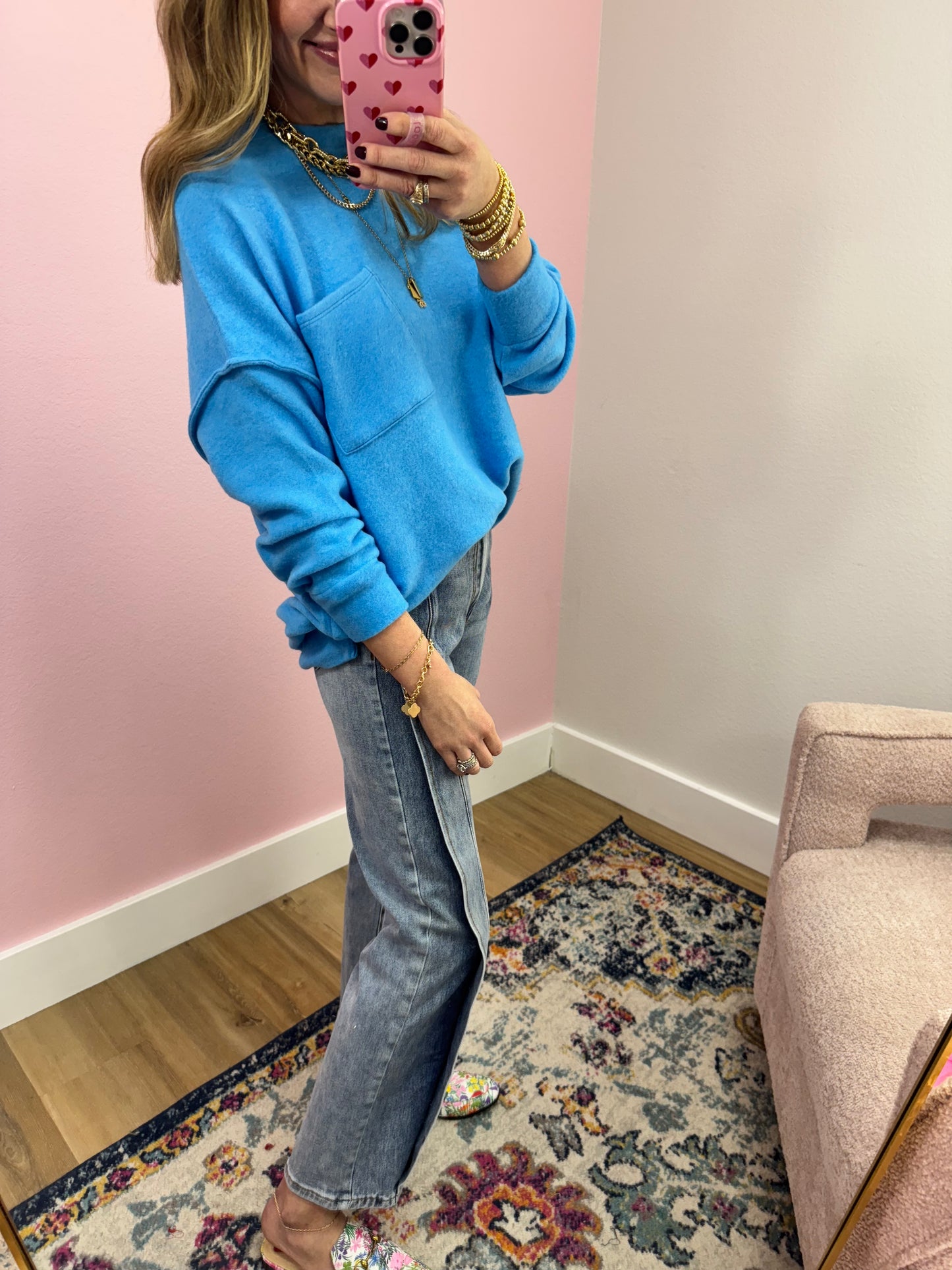 Medium High Rise Straight Fold Seam Jeans FS