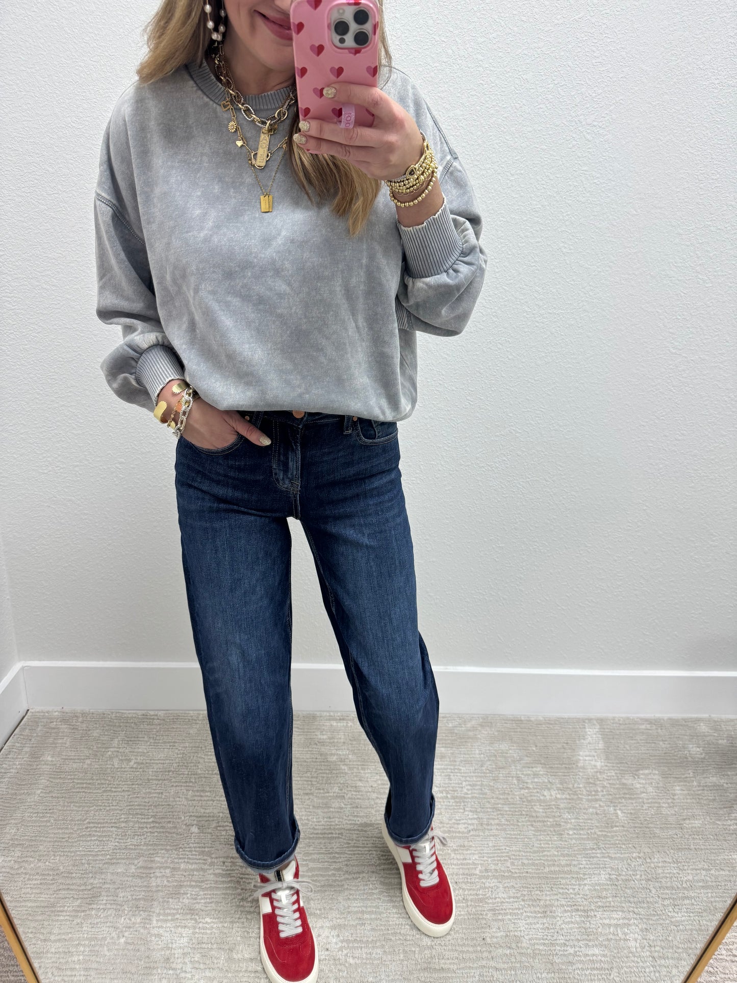 Gray High Low Pullover Top