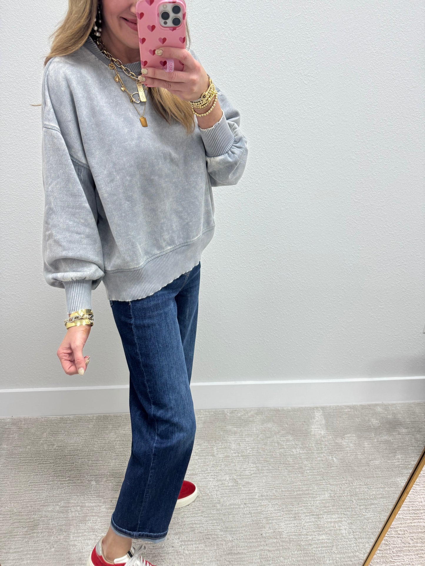 Gray High Low Pullover Top