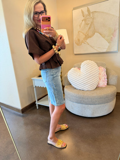 Denim Flare Shorts