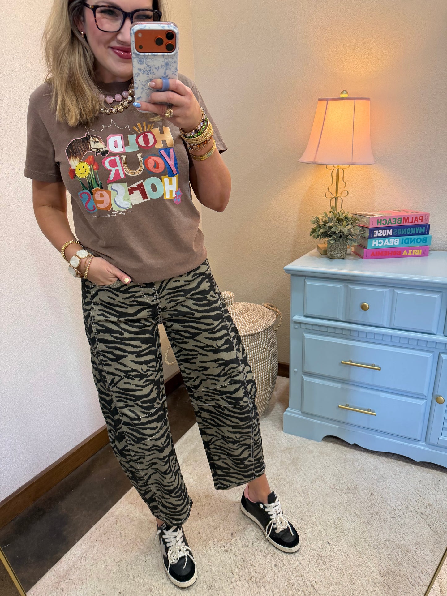 Zebra Stripe Printed Jean