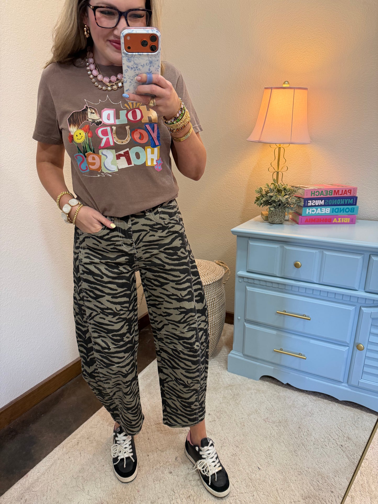 Zebra Stripe Printed Jean