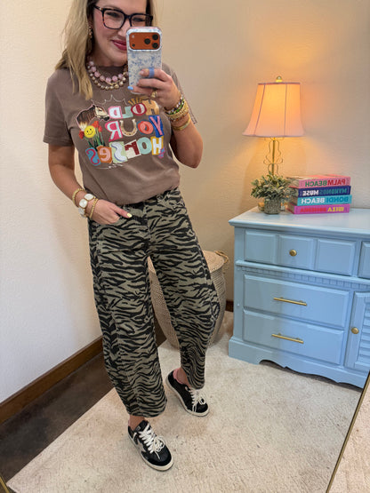 Zebra Stripe Printed Jean