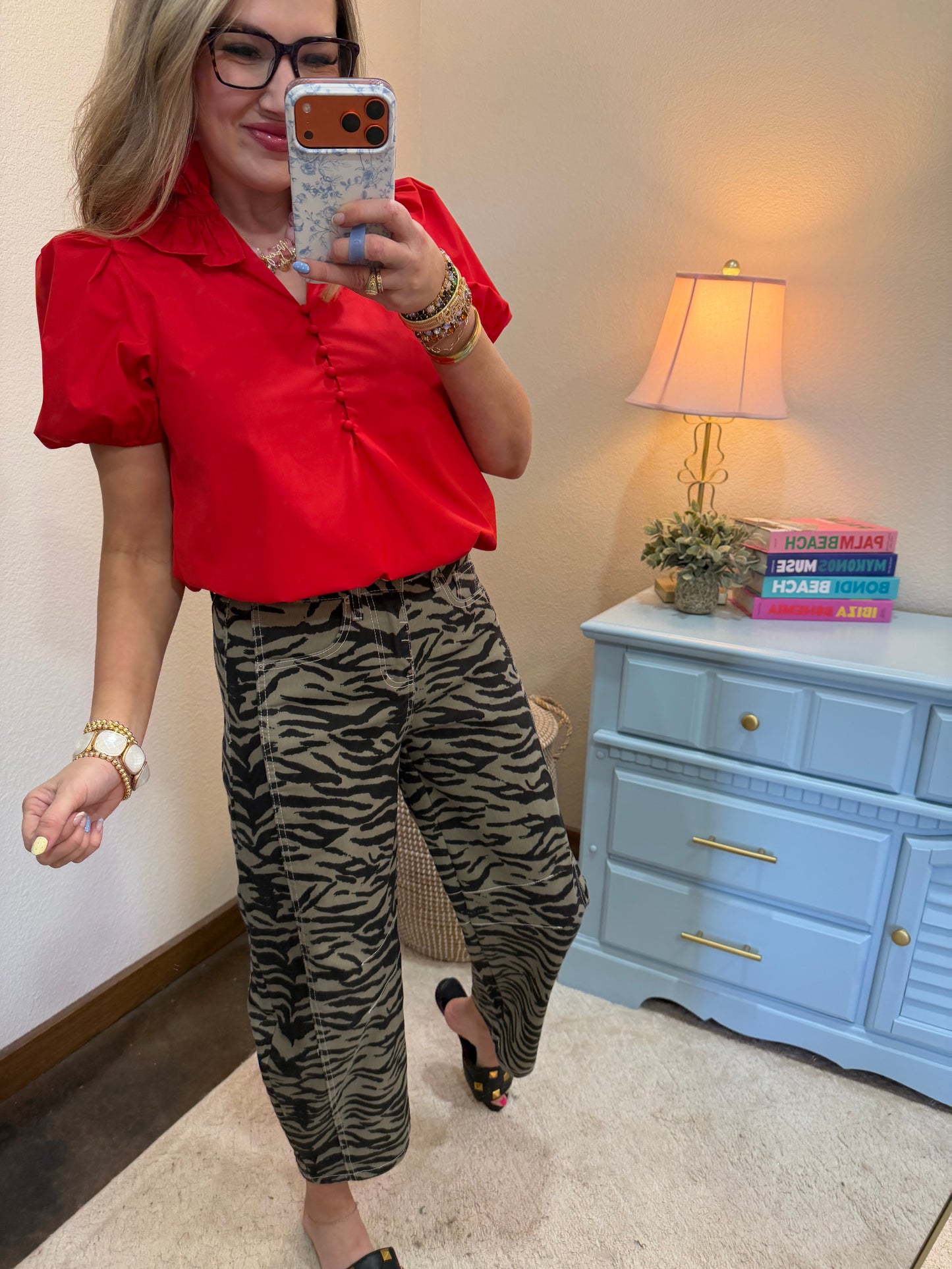 Zebra Stripe Printed Jean