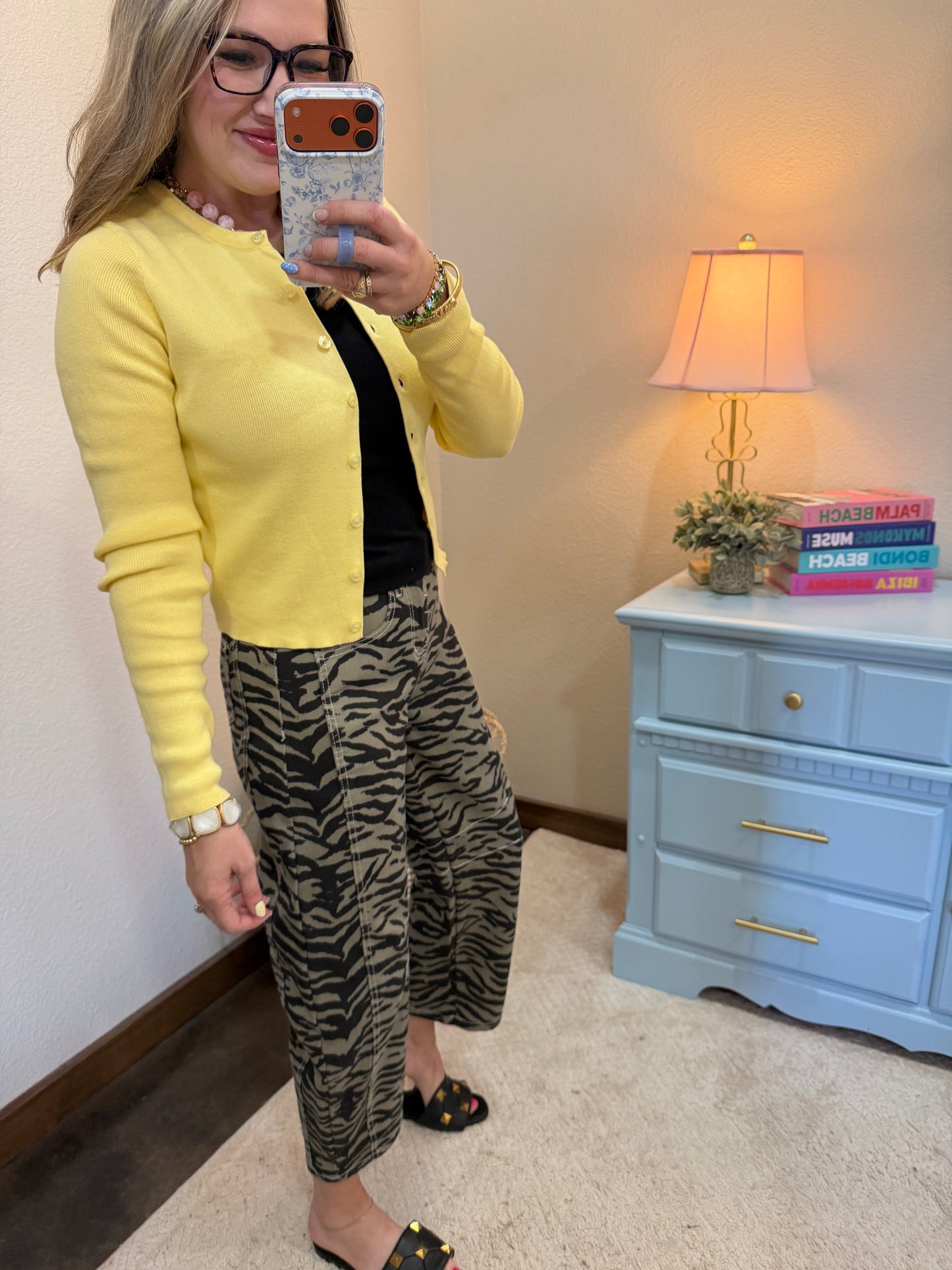 Pale Yellow Ribbed Button-up Cardigan