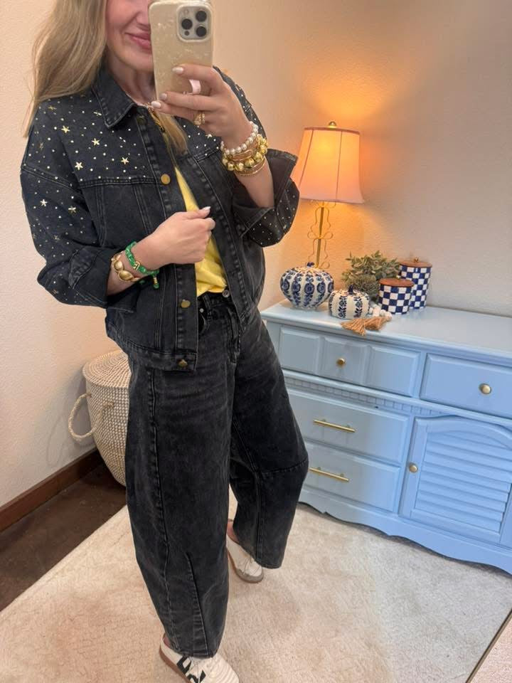 Black Star Stud Denim Jacket