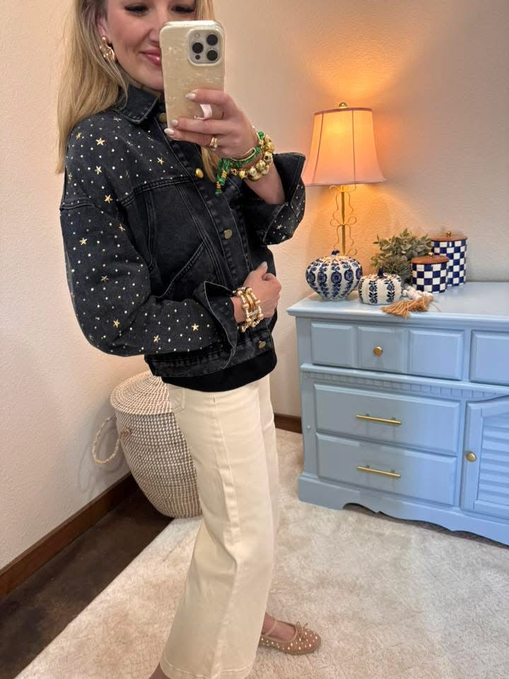 Black Star Stud Denim Jacket