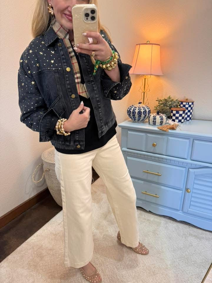 Black Star Stud Denim Jacket