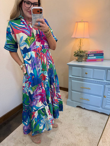 Royal Mix Floral Long Dress