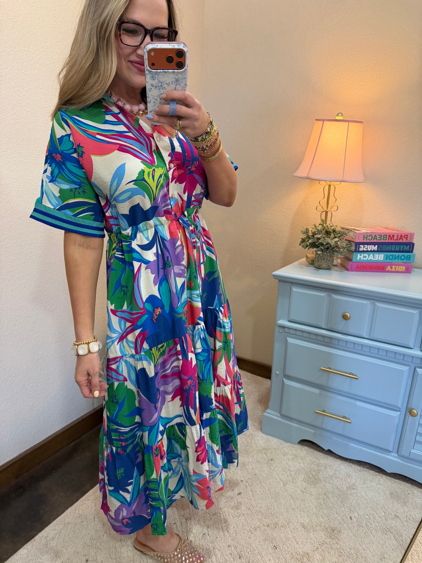 Royal Mix Floral Long Dress