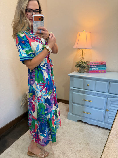 Royal Mix Floral Long Dress