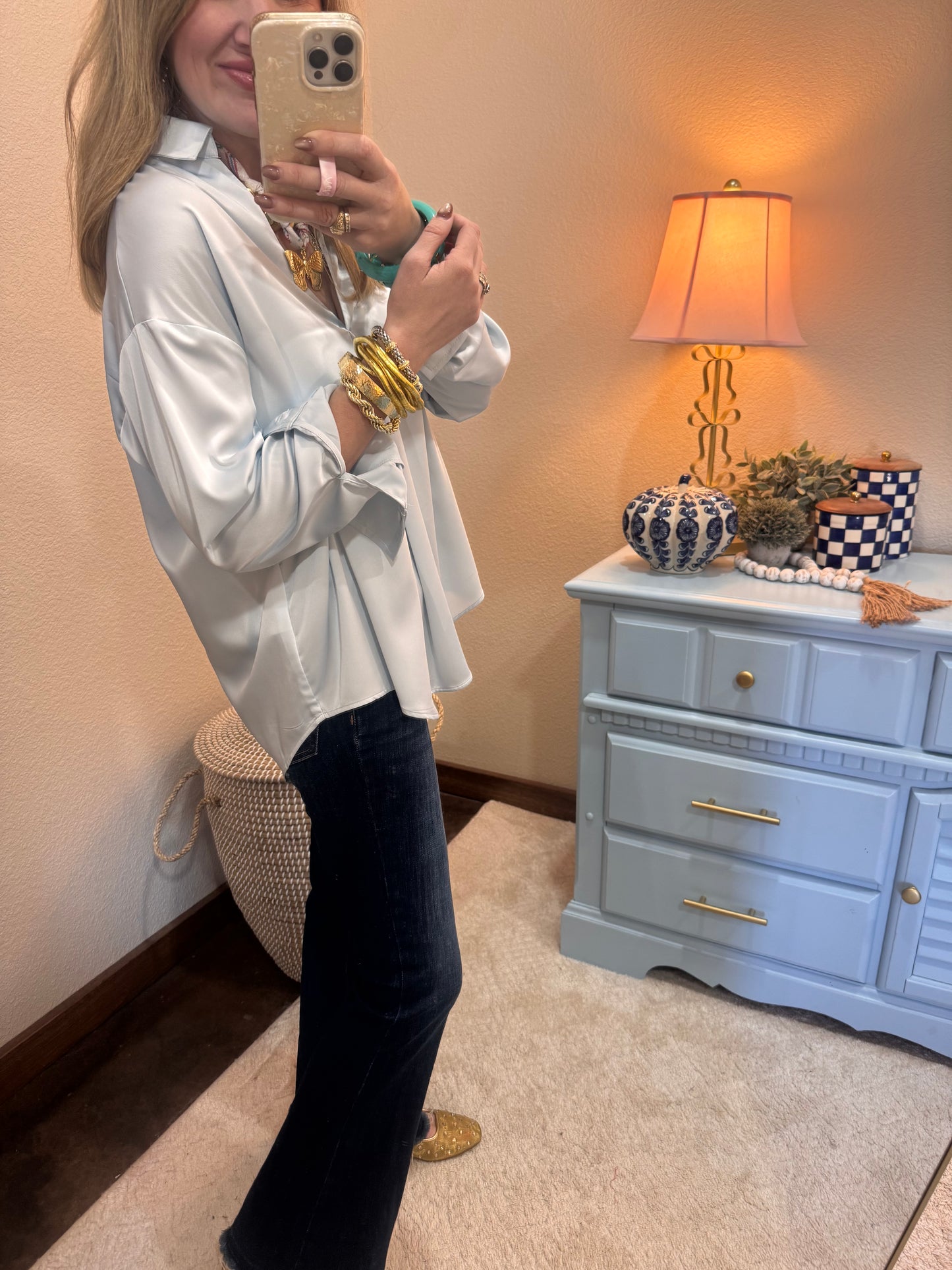 Blue Silky Long Sleeve