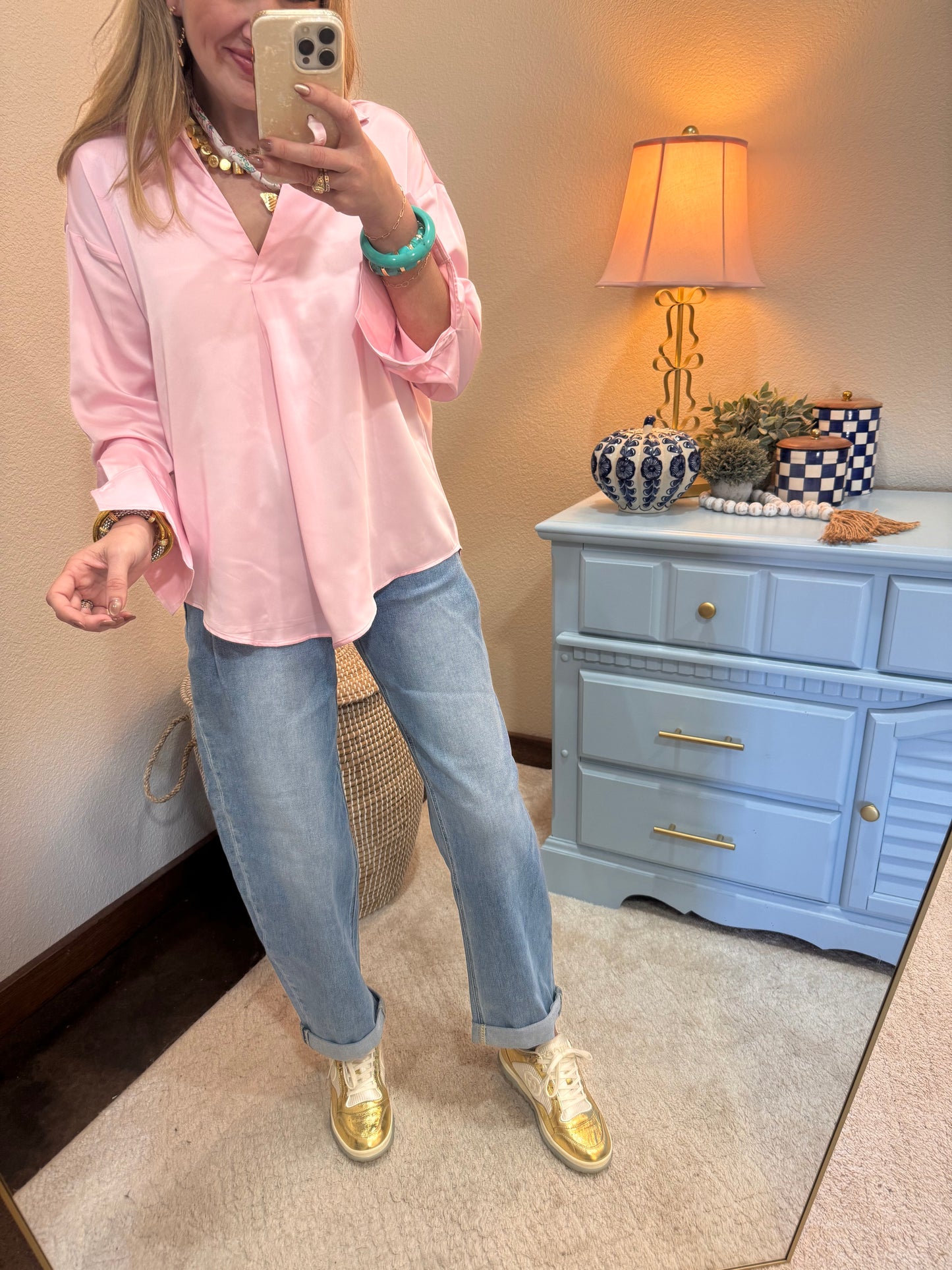 Pink Silky Long Sleeve