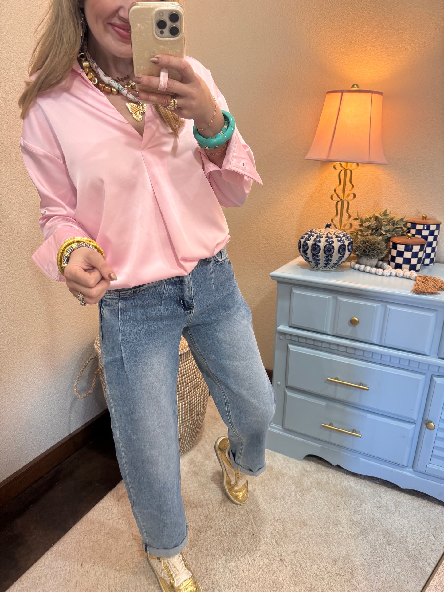 Pink Silky Long Sleeve