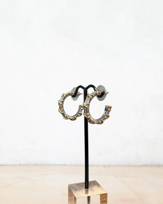 Silver and Gold X Crystal Hoop