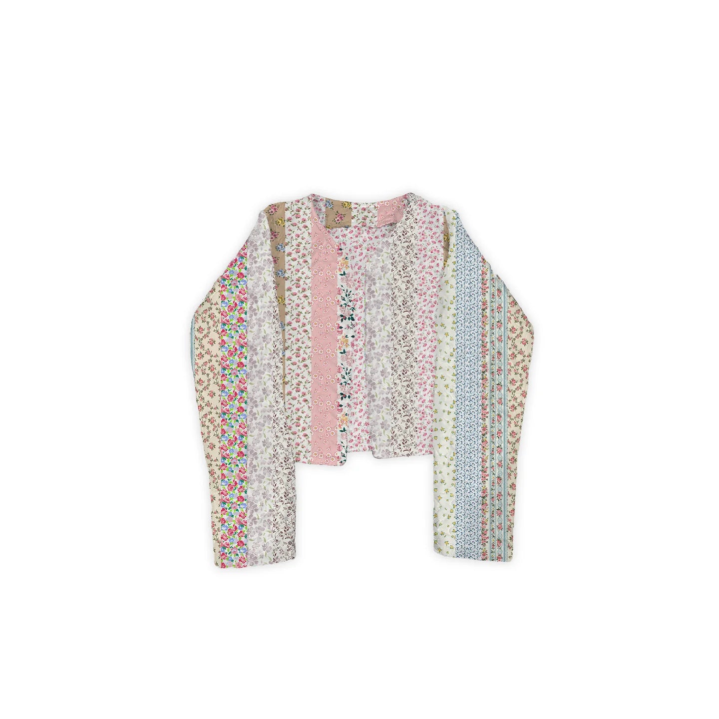 Ida Mae Paige Patchwork Stripe Cropped Quilted Jacket