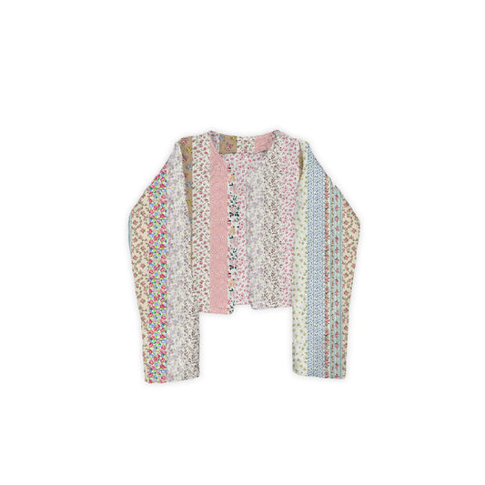 Ida Mae Paige Patchwork Stripe Cropped Quilted Jacket