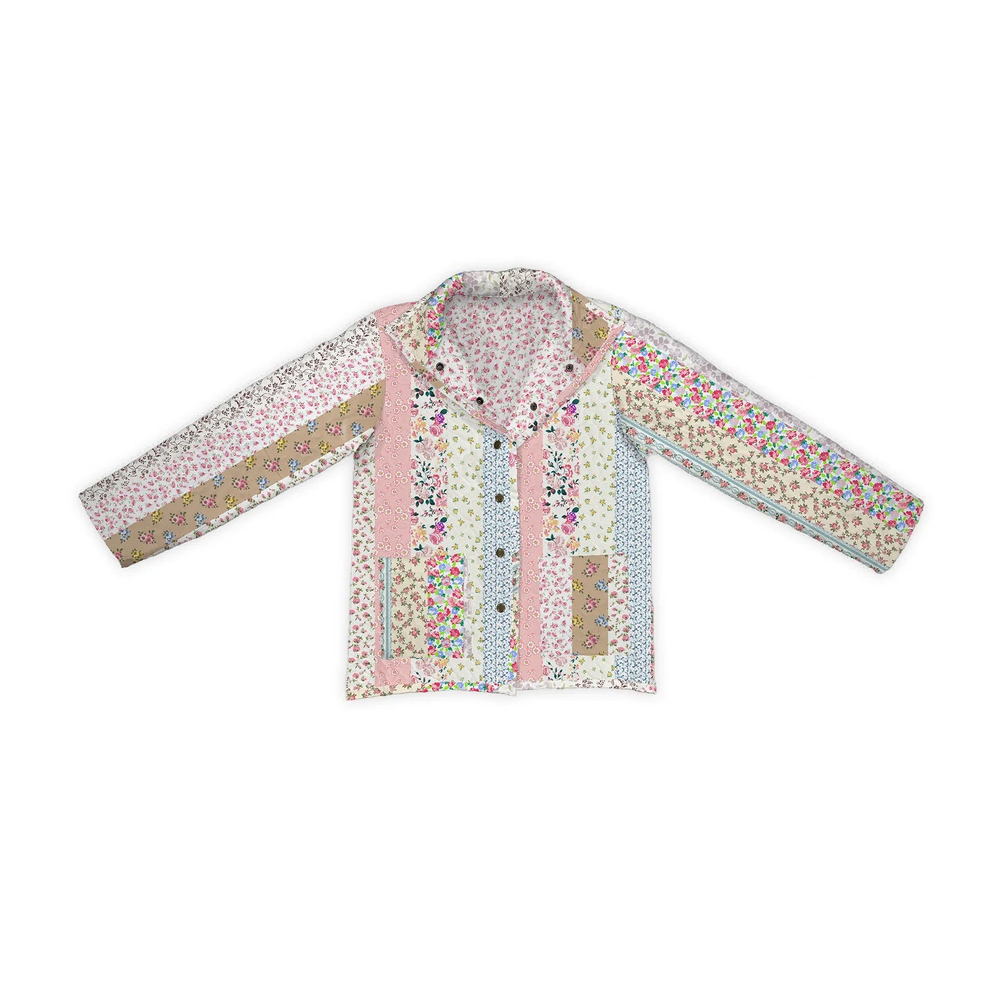Ida Mae Paige Patchwork Stripe Quilted Snap Jacket