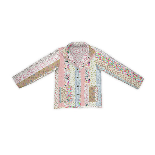 Ida Mae Paige Patchwork Stripe Quilted Snap Jacket