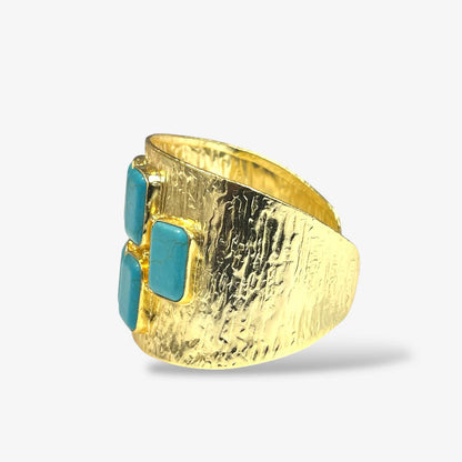 Riley Cuff-  3 Rectangle Stone Turquoise Cuff