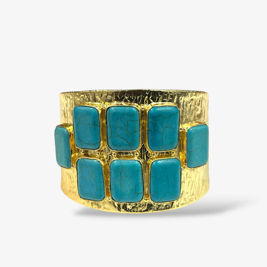 Riley Cuff-  3 Rectangle Stone Turquoise Cuff