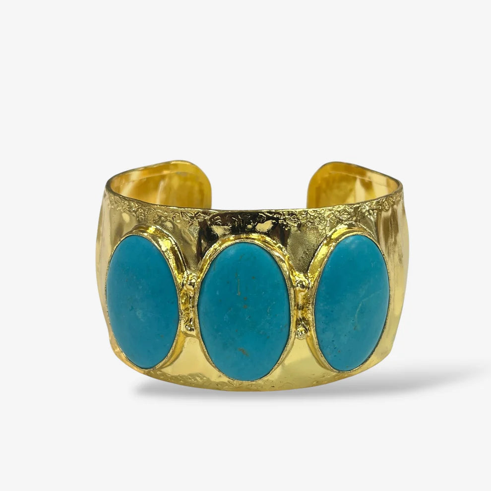 Riley Cuff-  3 Stone Turquoise Cuff