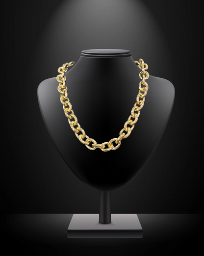 Large Textured Link Chain Magnetic Necklace