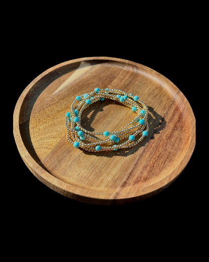Set of 5 Turquoise Bead Bracelets