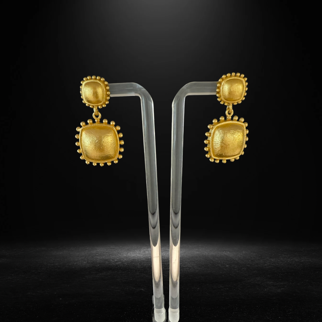 Antique Luxe Square Drop Down Stud Earrings