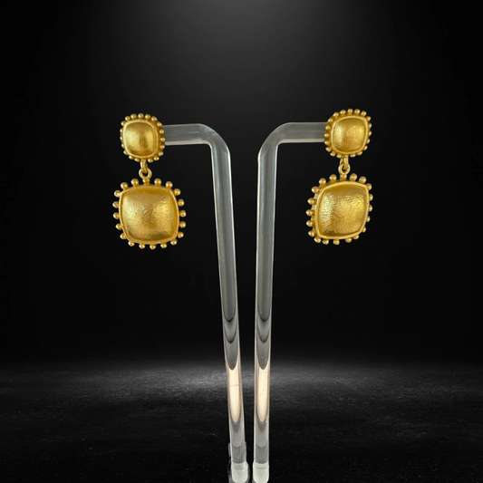 Antique Luxe Square Drop Down Stud Earrings