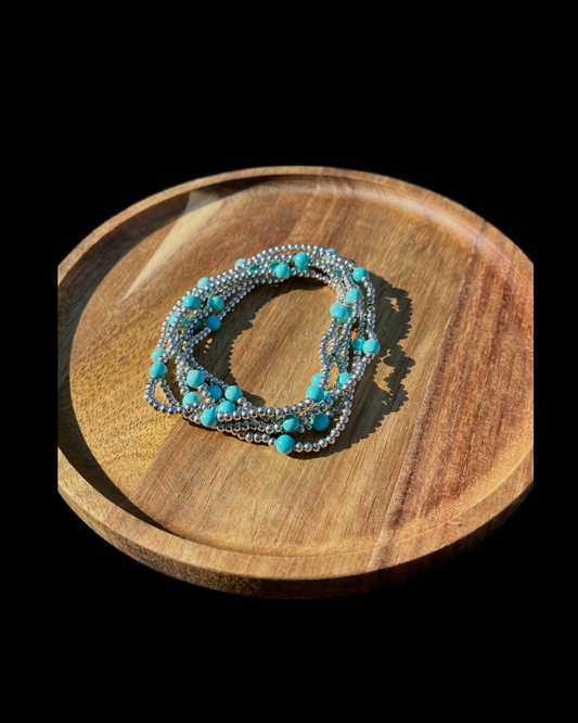 Set of 5 Turquoise Bead Bracelets