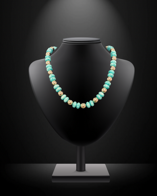 Colored Stone with Gold Bead Magnetic Necklace- 2 Colors