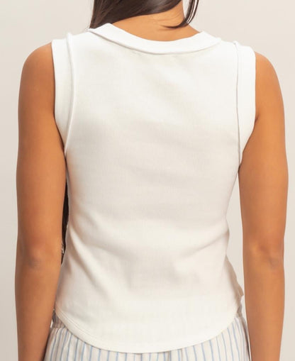 Off White Seam Detail Tank Top