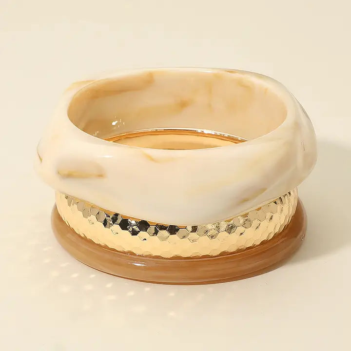 Set of 3 Bangle and Resin Bracelet Set