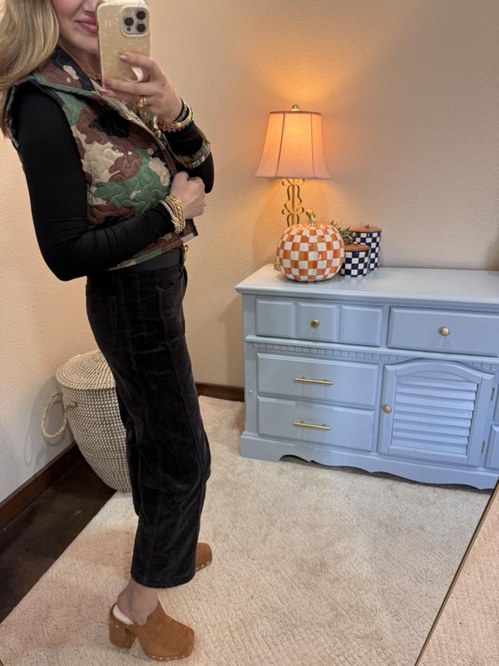 Vervet Dark Gray Black Corduroy Barrel Jeans