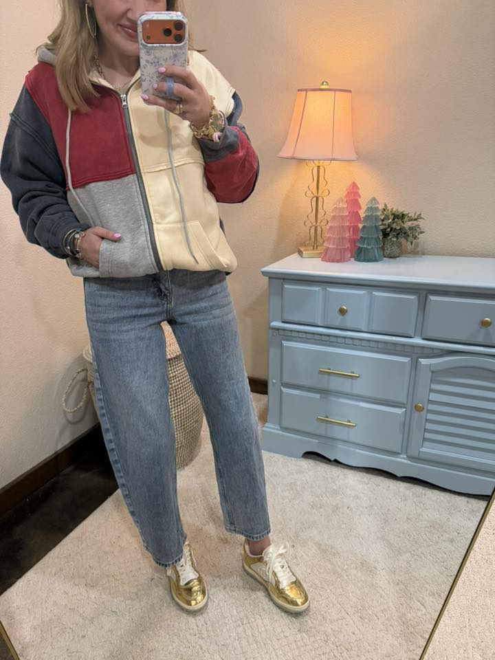 Medium Wash High Rise Low Curve Barrel