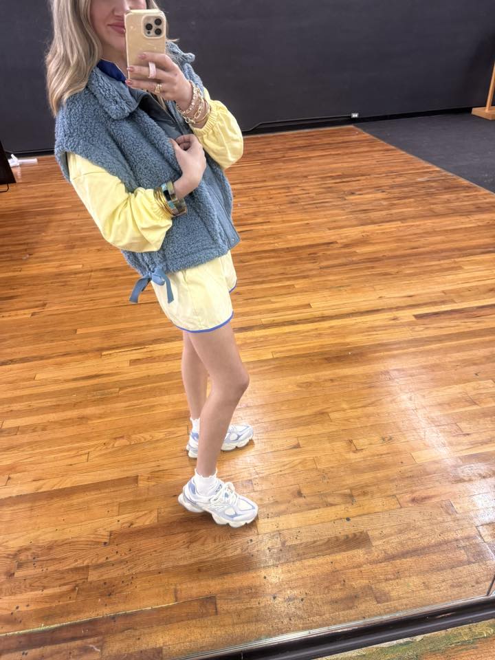 Blue Sherpa Side Tie Vest