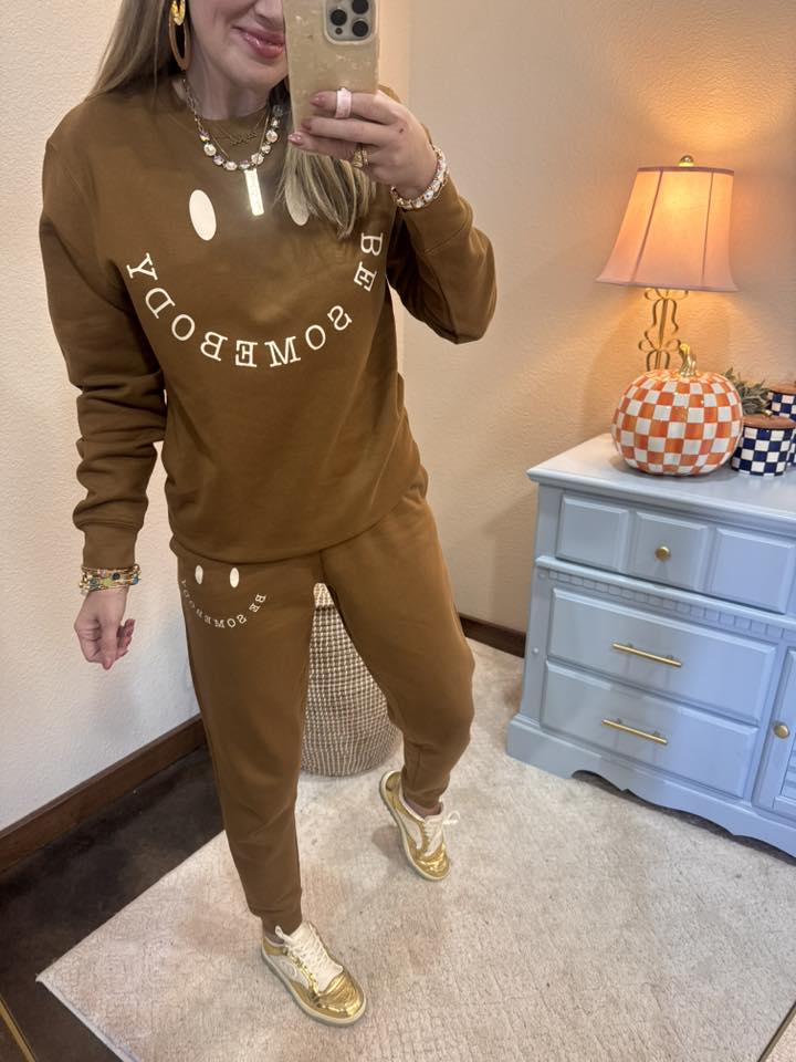 Brown Be Somebody Two Piece Sweat Suit